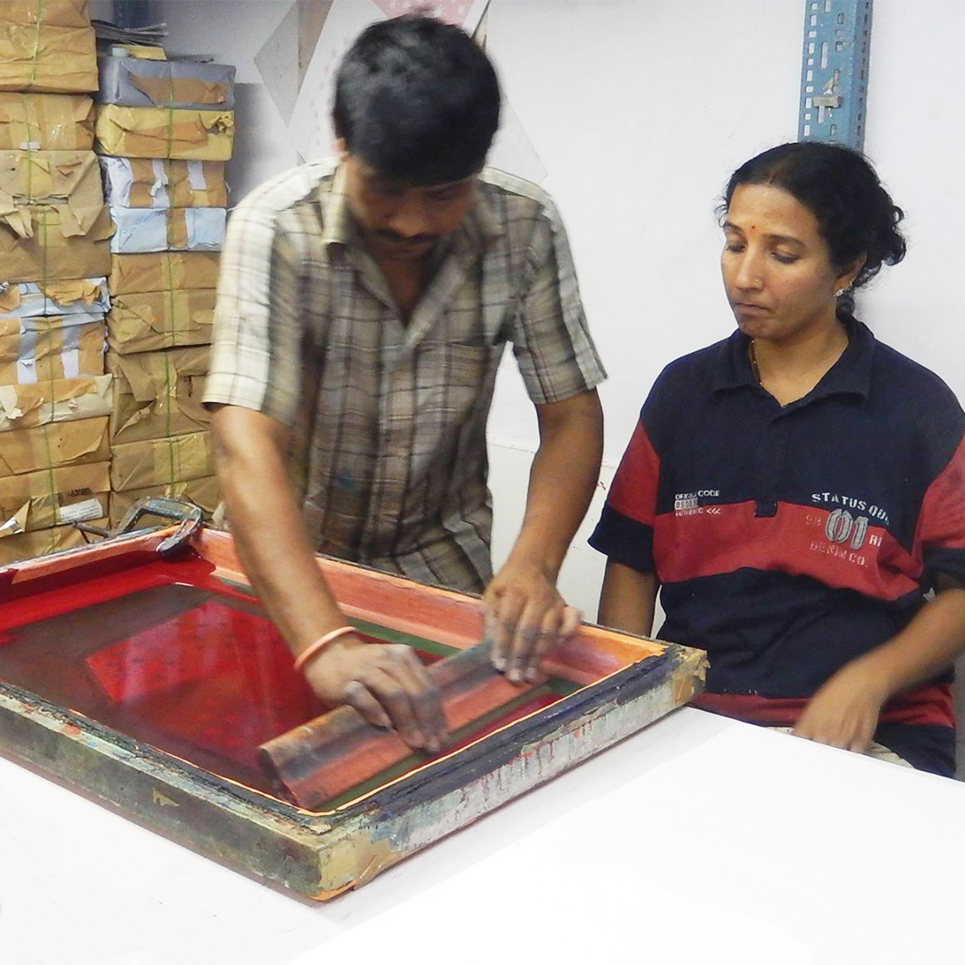 Traditional screen-printing used to create Paper Starlights designs